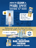 Graphic design for Bar Keeper's Friend Pinterest post on cleaning shower doors